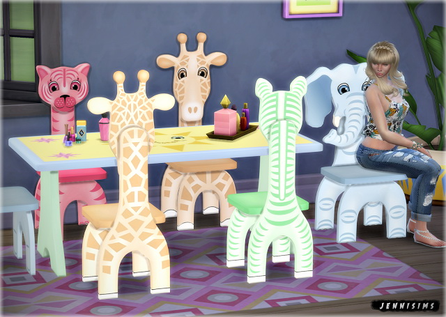 Sims 4 Safari for Kids functional chairs & dining table at Jenni Sims