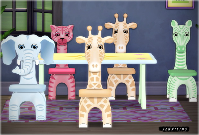 Sims 4 Safari for Kids functional chairs & dining table at Jenni Sims