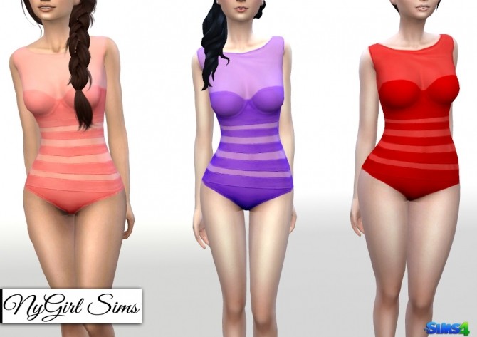 Sims 4 Sheer Panel One Piece Swimsuit at NyGirl Sims