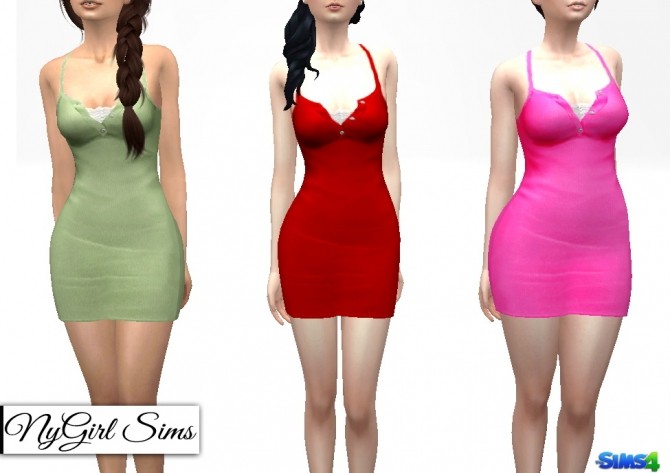 Sims 4 Ribbed Racerback Collared Dress at NyGirl Sims