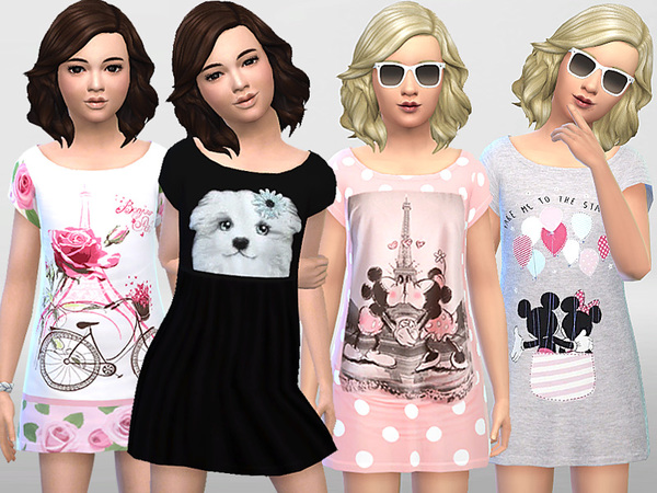 Sims 4 PZC Girls Summer Dress 002 by Pinkzombiecupcakes at TSR