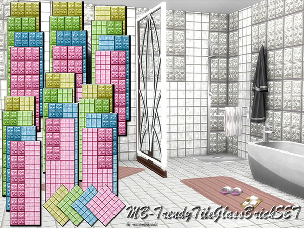 Sims 4 MB Trendy Tile Glass Brick SET by matomibotaki at TSR