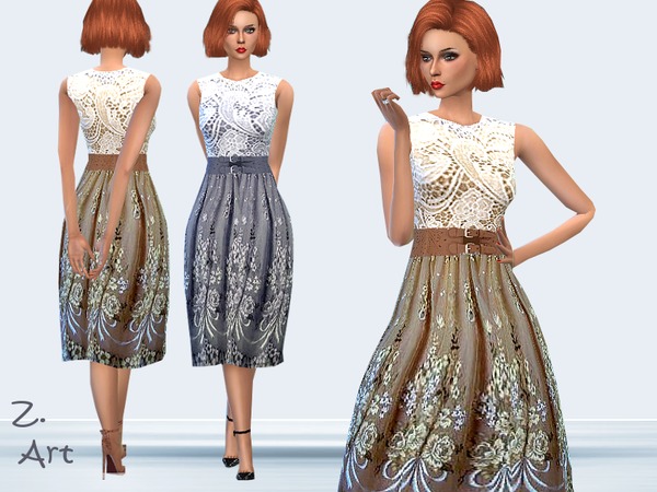 Sims 4 Vintage Summer dress by Zuckerschnute20 at TSR