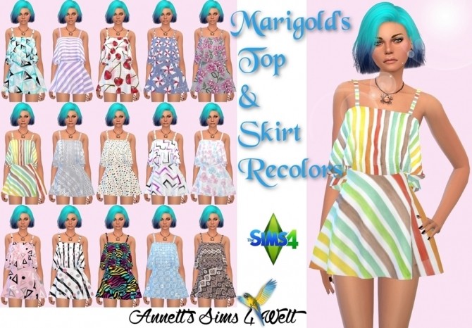 Sims 4 Marigolds Skirt & Top Recolors at Annett’s Sims 4 Welt