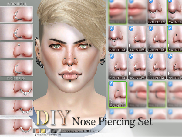 Sims 4 DIY Nose Piercing Set by Pralinesims at TSR