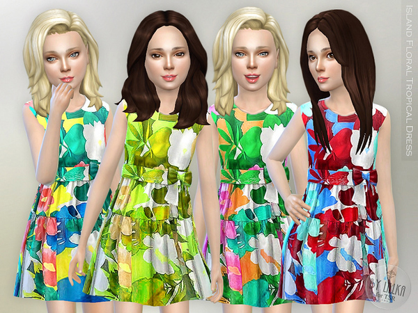 Sims 4 Island Floral Tropical Dress by lillka at TSR