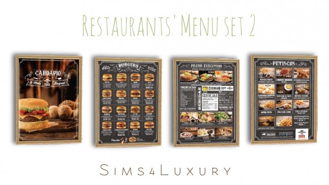 Sims 4 Restaurant Menu set 2 at Sims4 Luxury