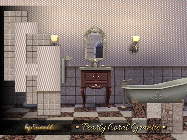 Sims 4 Pearly Coral Granite walls and floors by Emerald at TSR