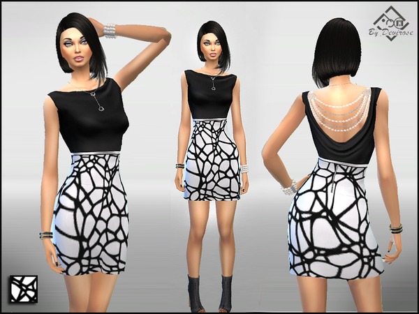 Sims 4 BeW Dress by Devirose at TSR