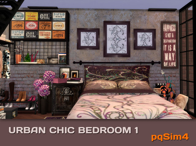 Sims 4 Urban Chic bedroom 1 by Mary Jiménez at pqSims4