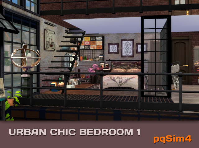 Sims 4 Urban Chic bedroom 1 by Mary Jiménez at pqSims4