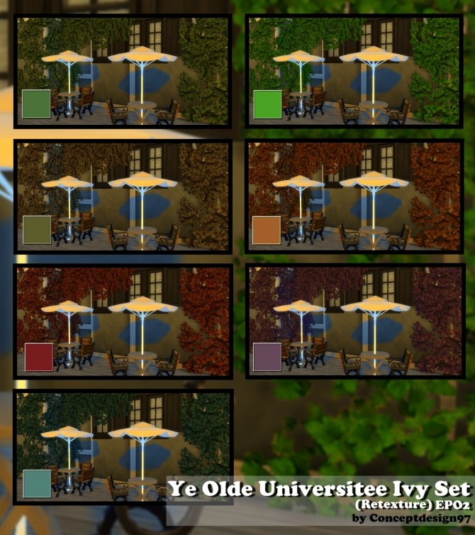 Sims 4 Ye Olde Universitee Ivy Set  EP02 Retexture at ConceptDesign97