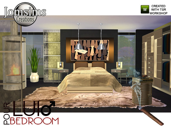 Sims 4 Pour Lui Bedroom by jomsims at TSR