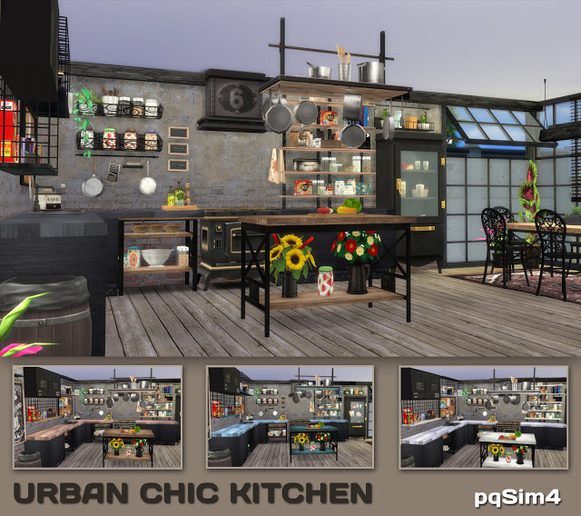 Sims 4 Urban Chic Kitchen by Mary Jimenez at pqSims4