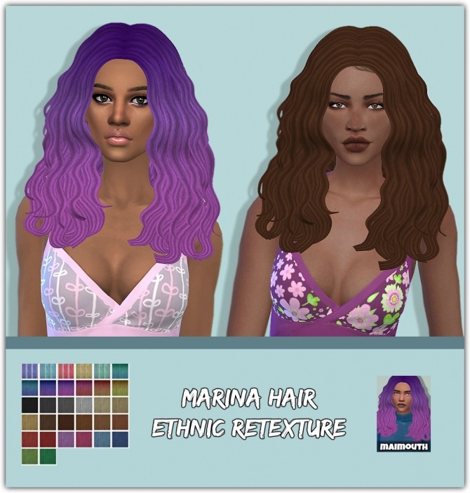 Sims 4 Marina Hair Ethnic Retexture at Maimouth Sims4