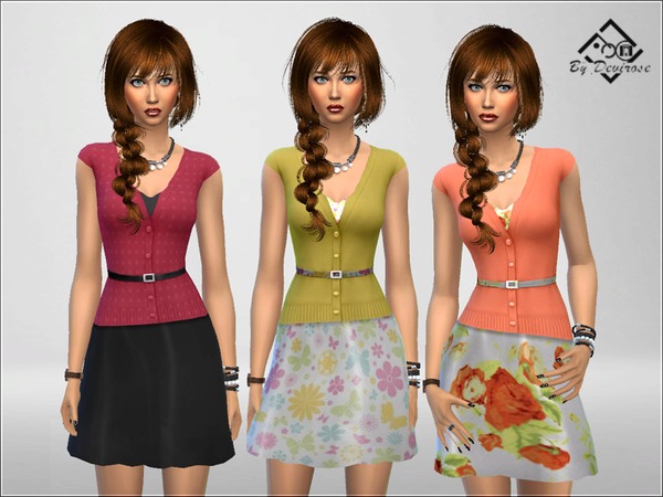 Sims 4 Sweet Belt Dress by Devirose at TSR