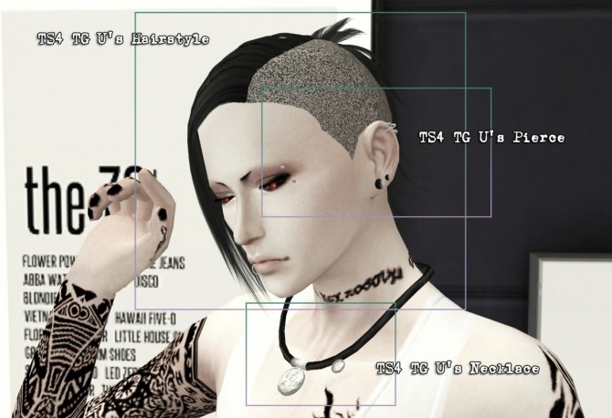 Sims 4 TG U’s hair, piercing and necklace at HANECO’S BOX