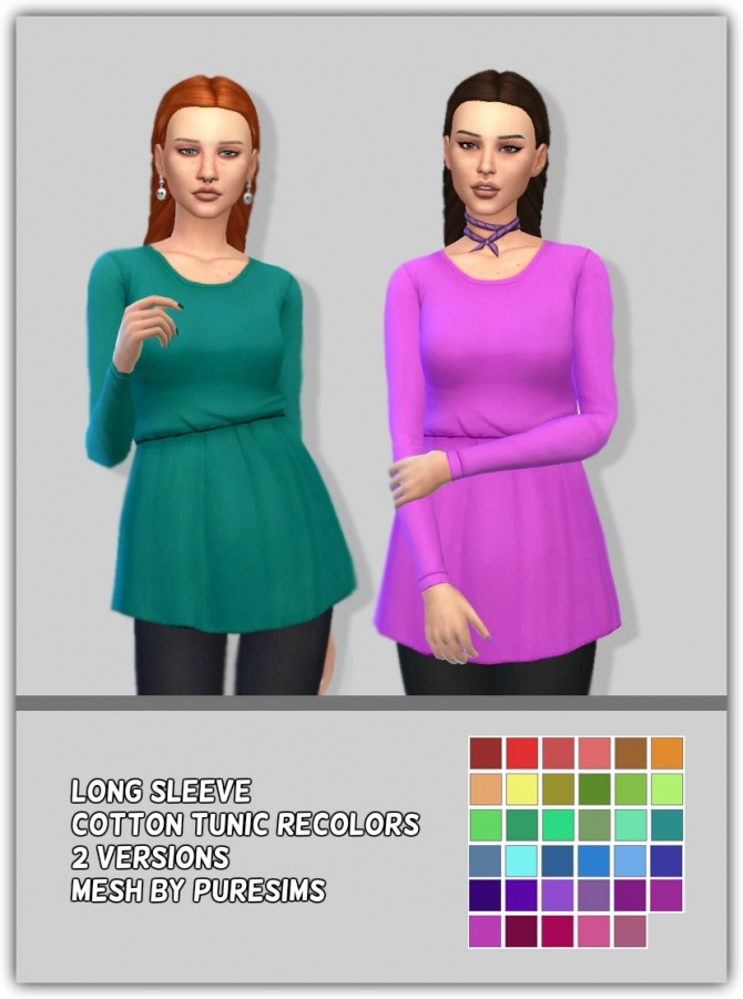 Sims 4 Cotton Tunic Recolors at Maimouth Sims4