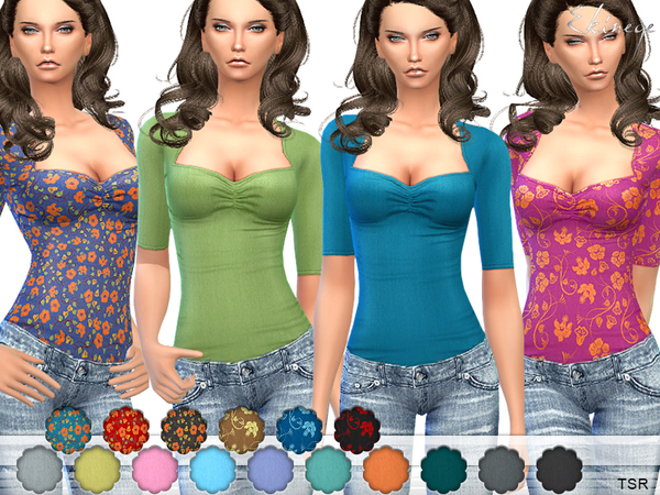 Sims 4 Sweetheart Neck Top by ekinege at TSR