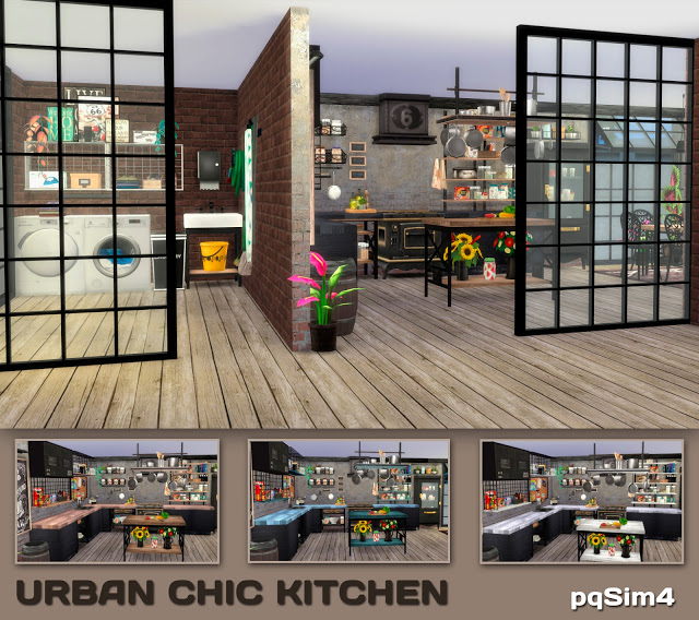 Sims 4 Urban Chic Kitchen by Mary Jimenez at pqSims4
