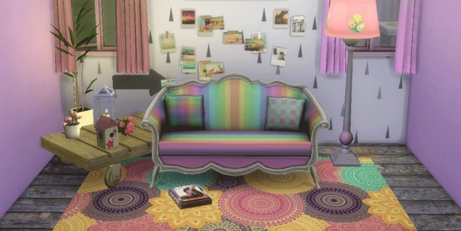 Sims 4 Pastel stripes and little houses Cozofa by PoisonedFlower at Mod The Sims