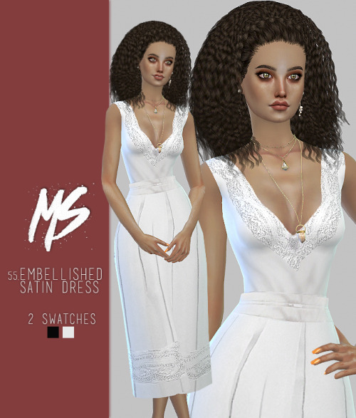 Sims 4 Embellished satin dress at Merakisims
