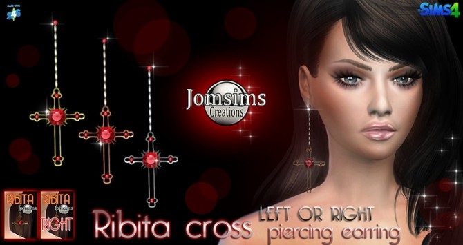 Sims 4 Ribita cross earring piercing at Jomsims Creations