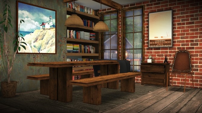 Sims 4 Kayu Teak Dining Set and Perriand Les Arcs Chair Recolors at MXIMS