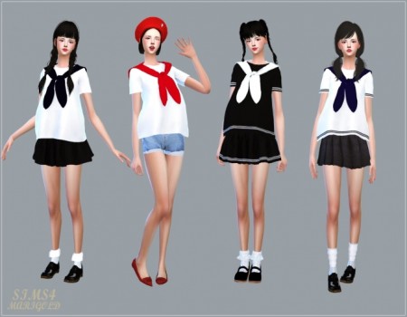 Sailor Scarf Top at Marigold » Sims 4 Updates