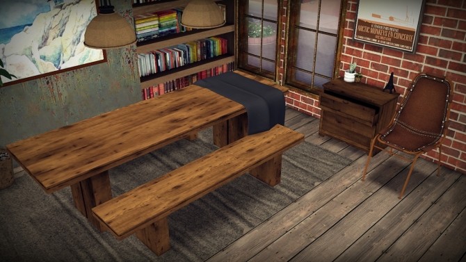 Sims 4 Kayu Teak Dining Set and Perriand Les Arcs Chair Recolors at MXIMS