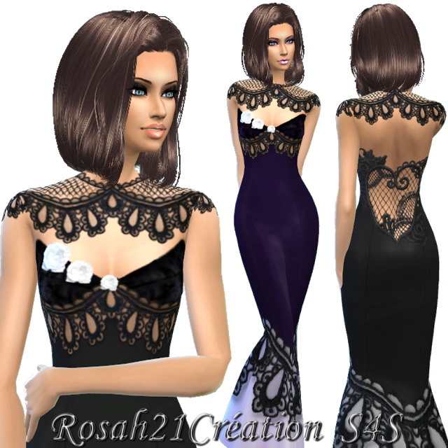 Sims 4 Lace gown by Rosah21 at Sims Dentelle