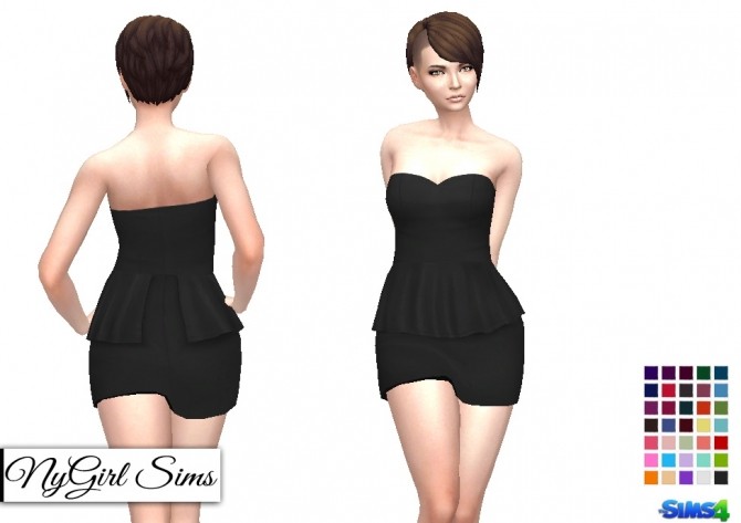 Sims 4 Strapless Peplum Mini Dress at NyGirl Sims