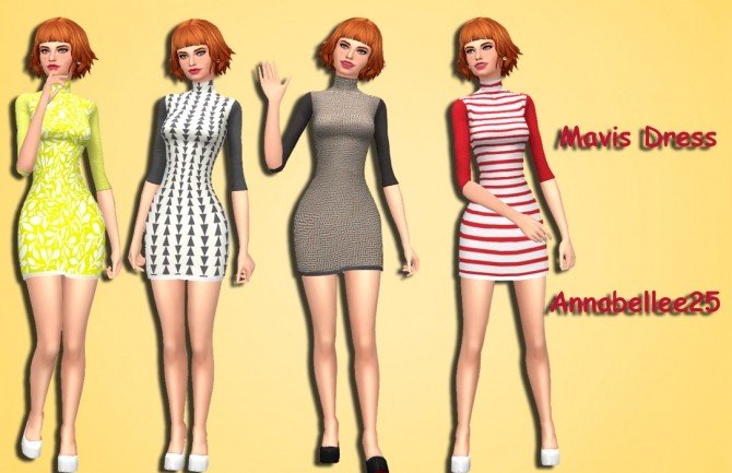 Sims 4 Mavis Dress by Annabellee25 at SimsWorkshop