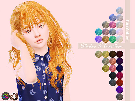 Sims 4 Animate hair 65 Rika kids at Studio K Creation