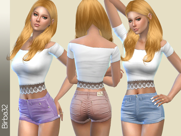 Sims 4 Skinny Summer Shorts by Birba32 at TSR