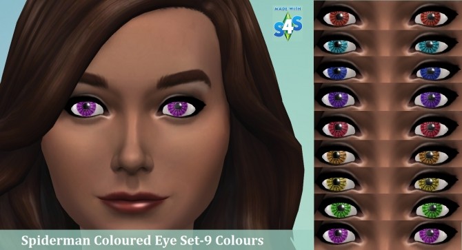 Sims 4 Spiderman Eye Set 9 Colours by wendy35pearly at Mod The Sims