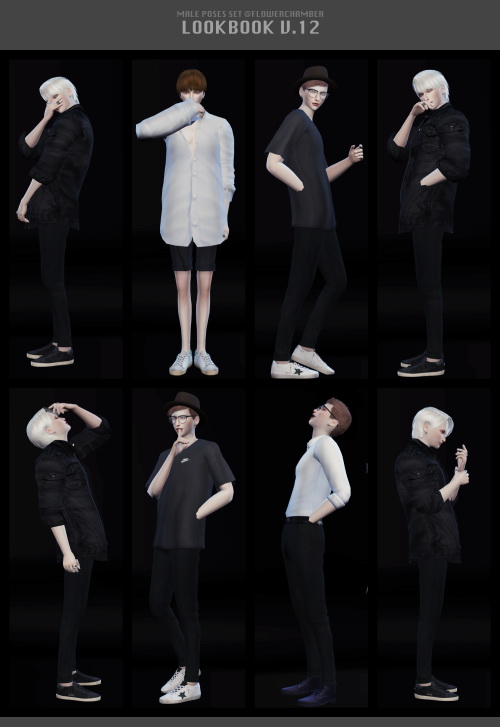 Sims 4 LOOKBOOK V.12 POSES SET (MALE PRESENT) at Flower Chamber