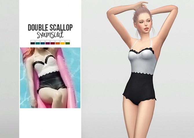 Sims 4 Double Scallop Swimsuit at Waekey