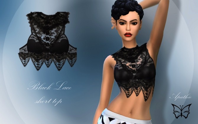 Sims 4 Lace black top at Apathie