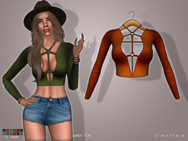 Sims 4 Set66 GWEN top by Cleotopia at TSR