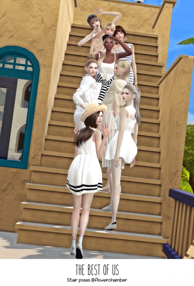 Sims 4 THE BEST OF US Stair poses at Flower Chamber