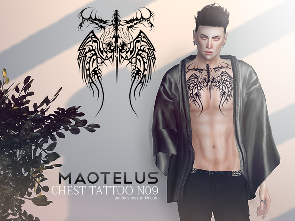 Sims 4 Maotelus Chest Tattoo N09 by Pralinesims at TSR
