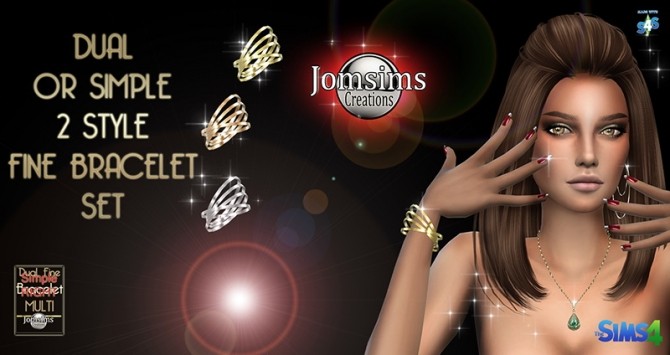 Sims 4 Dual and simple fine bracelet multi set at Jomsims Creations