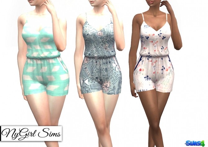 Sims 4 Open Back Pocket Romper in Prints at NyGirl Sims