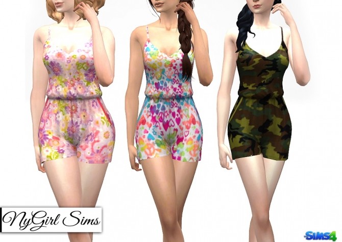 Sims 4 Open Back Pocket Romper in Prints at NyGirl Sims