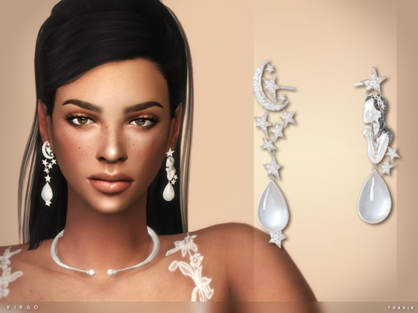 Sims 4 Virgo Earrings by toksik at TSR