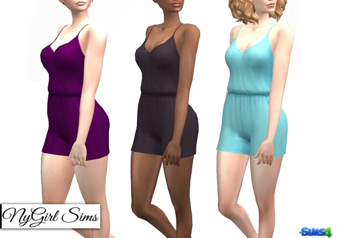 Sims 4 Open Back Pocket Romper in Solids at NyGirl Sims