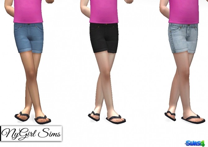Sims 4 Basic Rolled Denim Shorts at NyGirl Sims