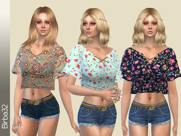 Sims 4 Hippie Floral Top by Birba32 at TSR