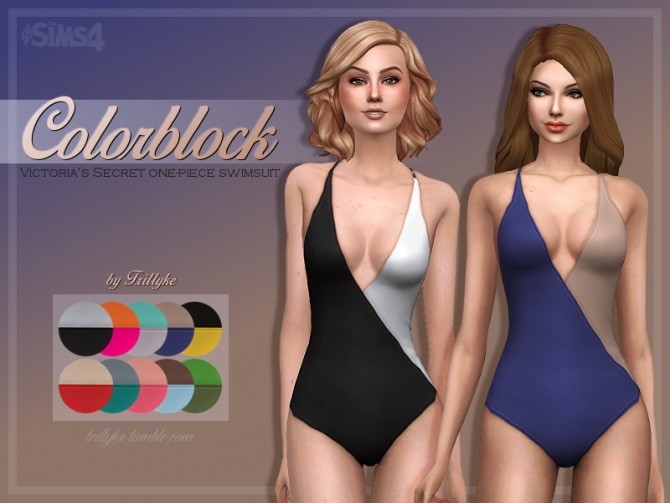 Sims 4 Colorblock One Piece Swimsuit at Trillyke